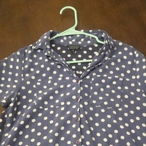 Topshop Womens Navy Polka Dot Button Down Shirt